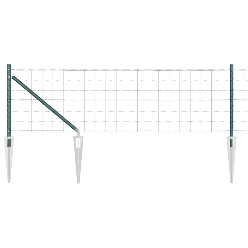 Fence with Posts Green 0.8 x 10 m Steel
