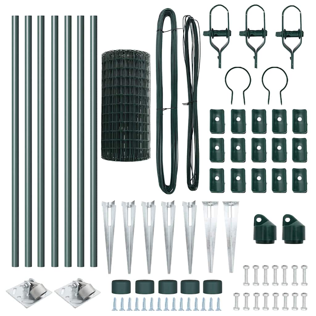 Fence with Posts Green 0.8 x 10 m Steel