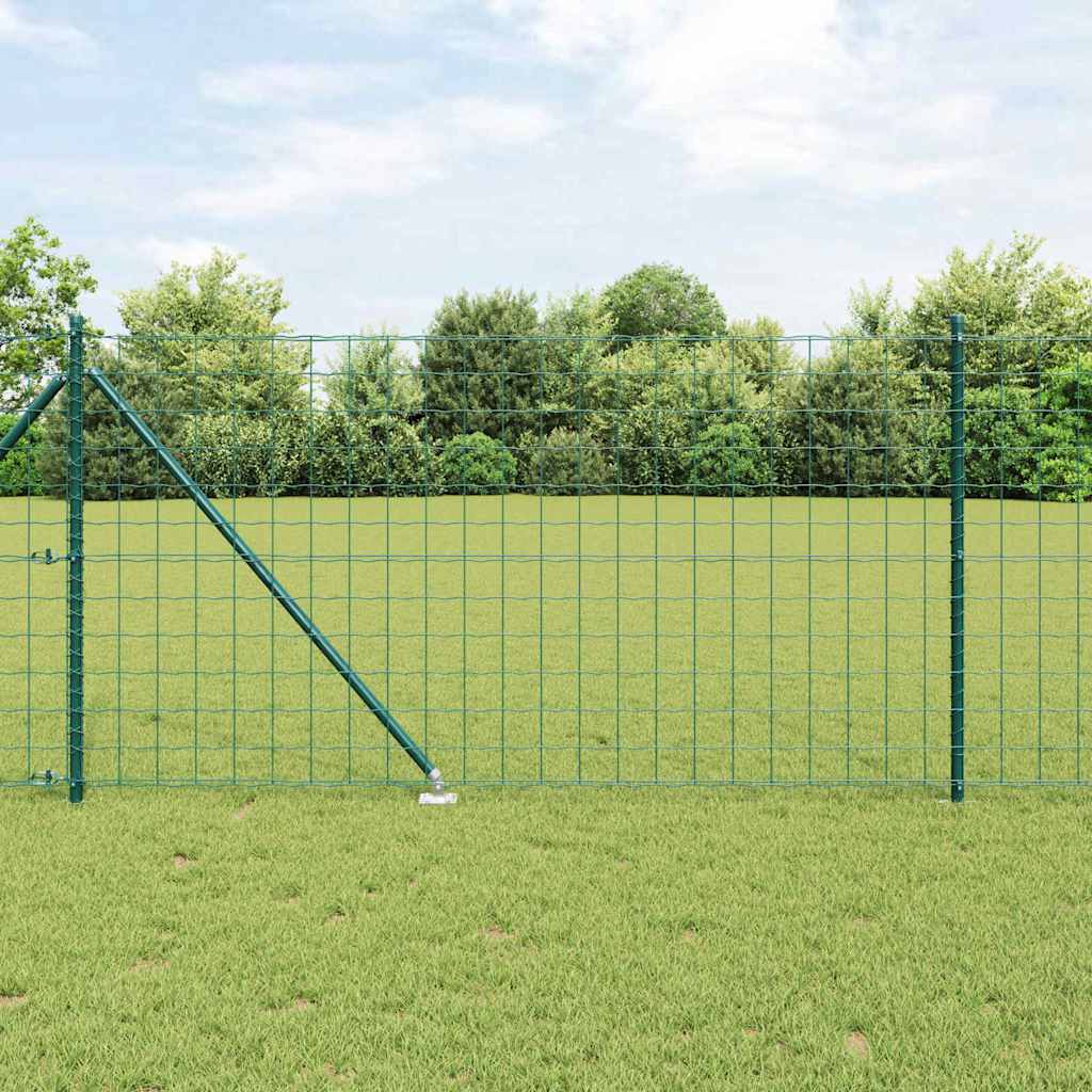 Fence with Posts Green 1 x 10 m Steel