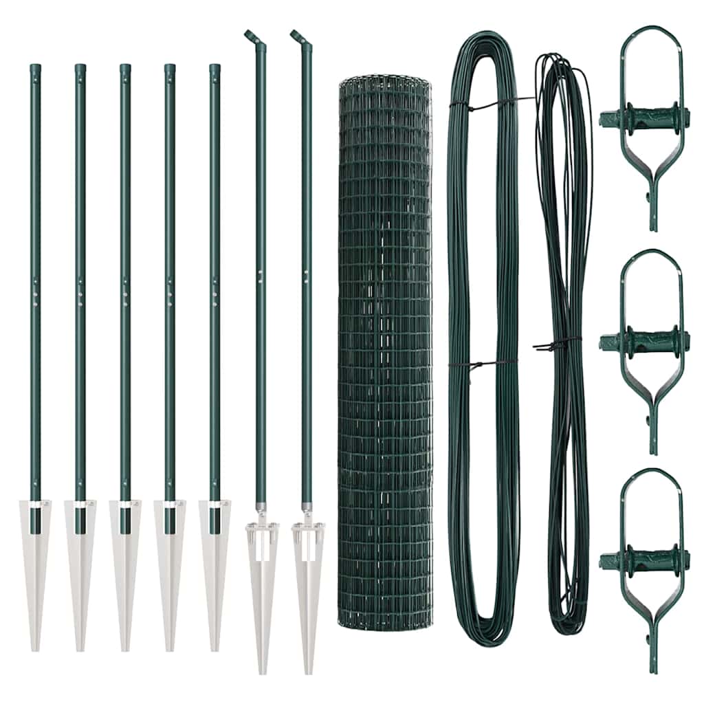 Fence with Posts Green 1.6 x 10 m Steel