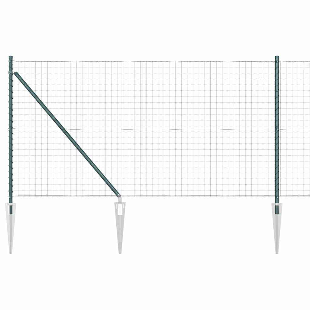 Fence with Posts Green 1.2 x 25 m Steel