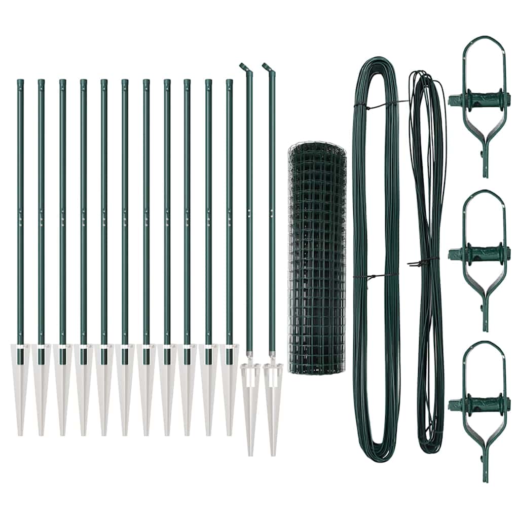 Fence with Posts Green 1.2 x 25 m Steel