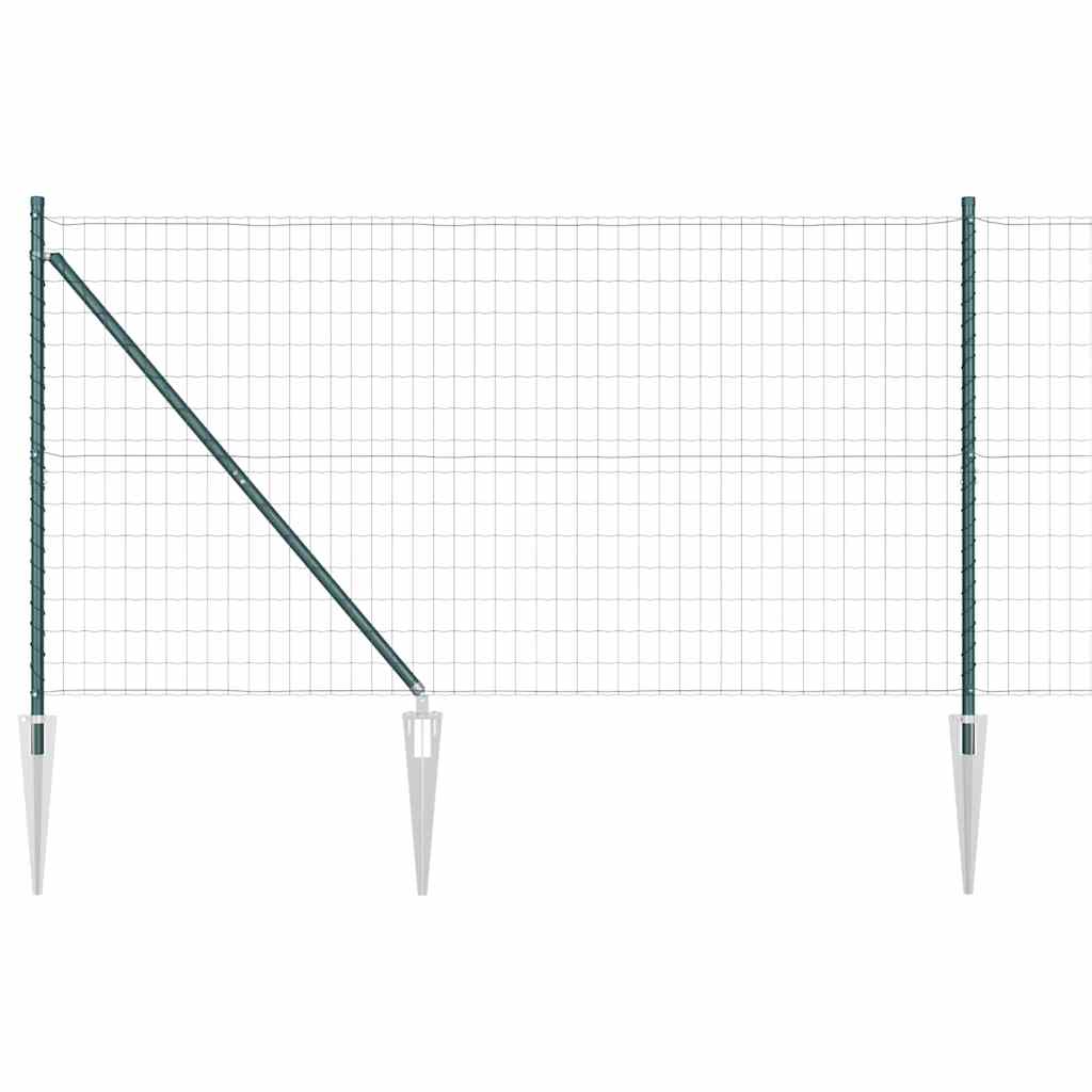 Fence with Posts Green 1.2 x 25 m Steel