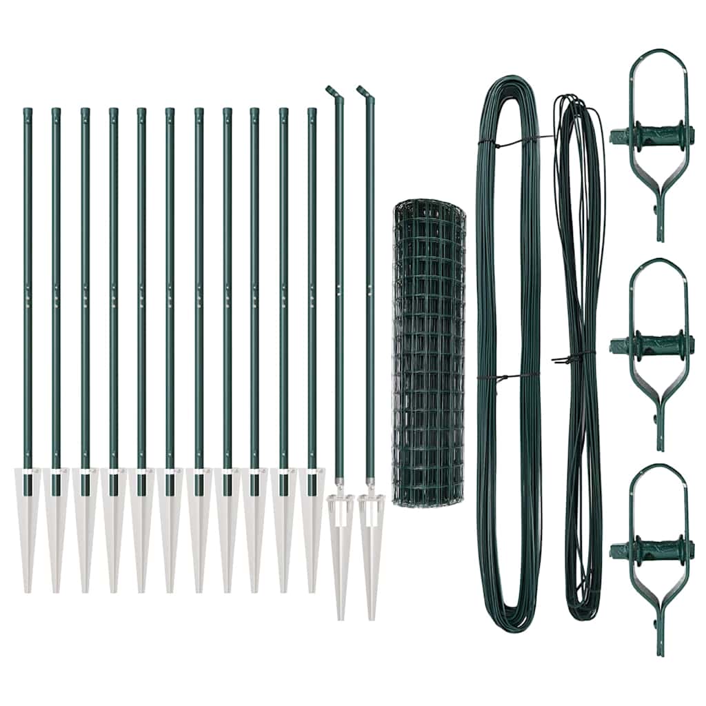 Fence with Posts Green 1.2 x 25 m Steel