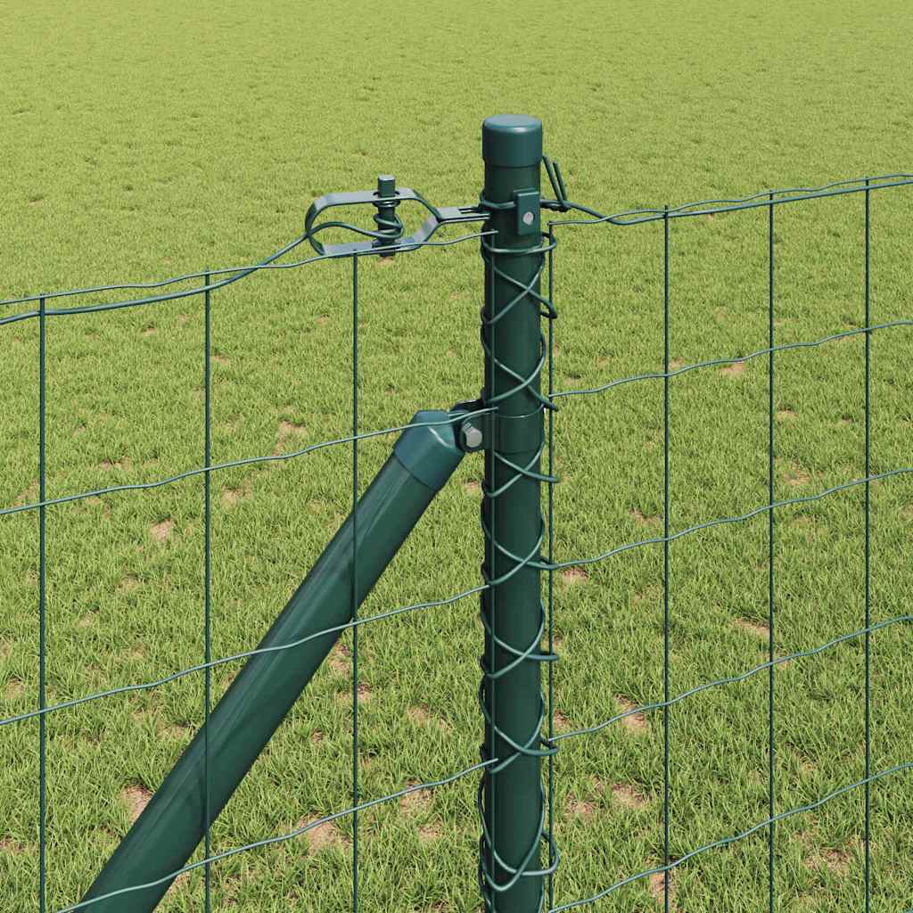 Fence with Posts Green 1.2 x 25 m Steel