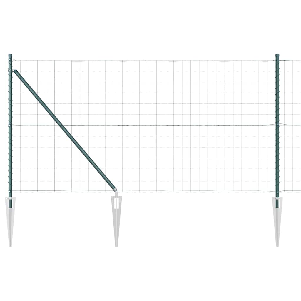 Fence with Posts Green 1.2 x 25 m Steel