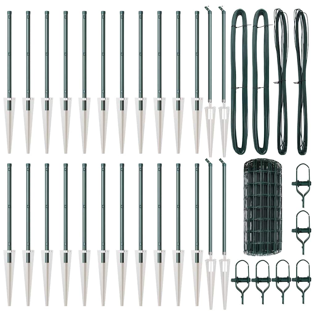 Fence with Posts Green 0.4 x 50 m Steel