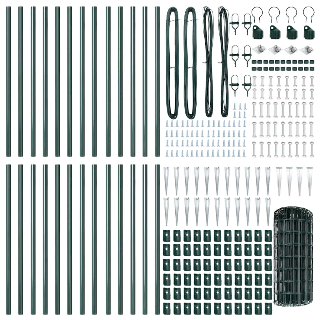 Fence with Posts Green 0.4 x 50 m Steel