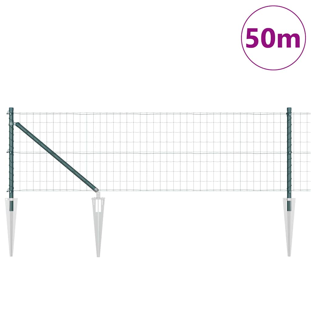 Fence with Posts Green 0.4 x 50 m Steel