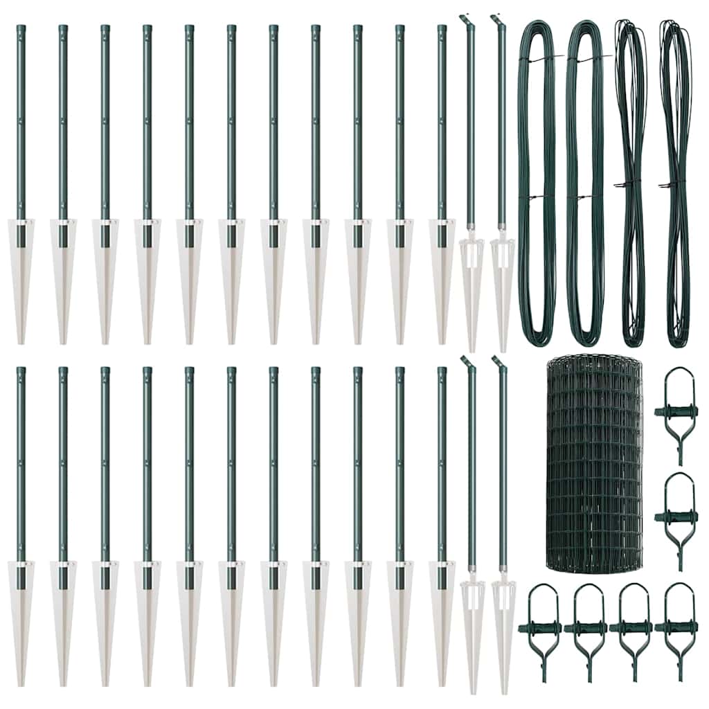 Fence with Posts Green 0.4 x 50 m Steel