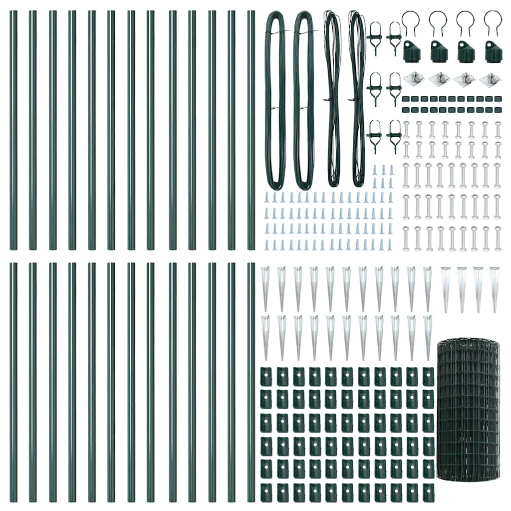 Fence with Posts Green 0.4 x 50 m Steel