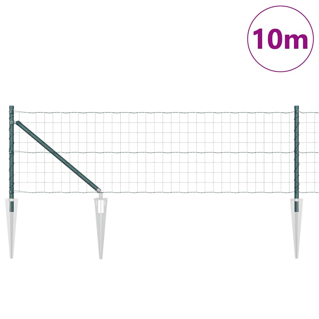 Fence with Posts Green 0.4 x 10 m Steel