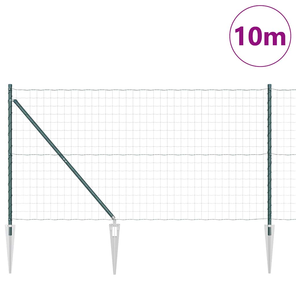 Fence with Posts Green 1.4 x 10 m Steel