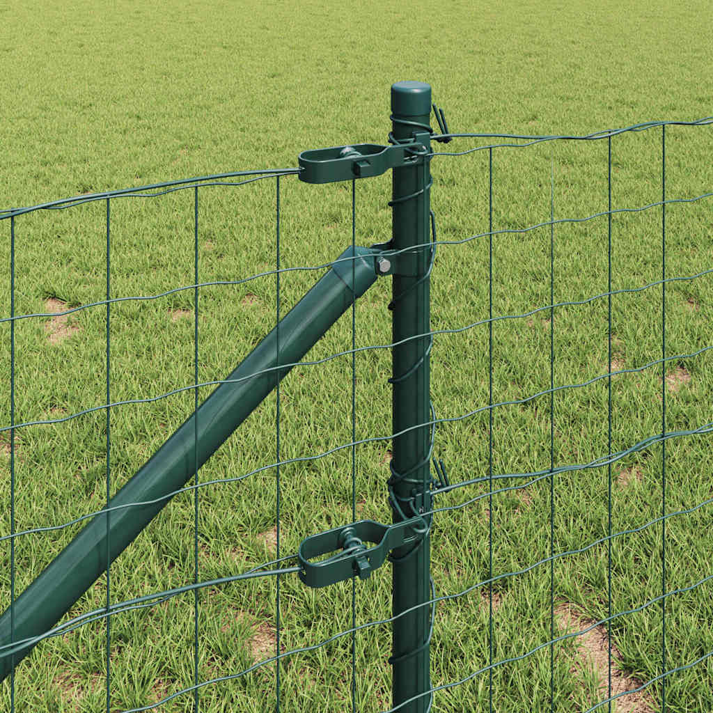 Fence with Posts Green 0.8 x 25 m Steel