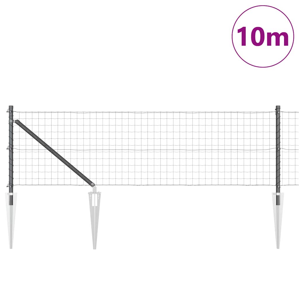 Fence with Posts Grey 0.4 x 10 m Steel