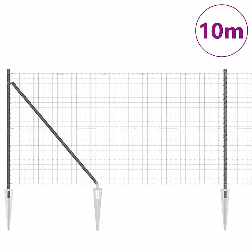 Fence with Posts Grey 1.4 x 10 m Steel