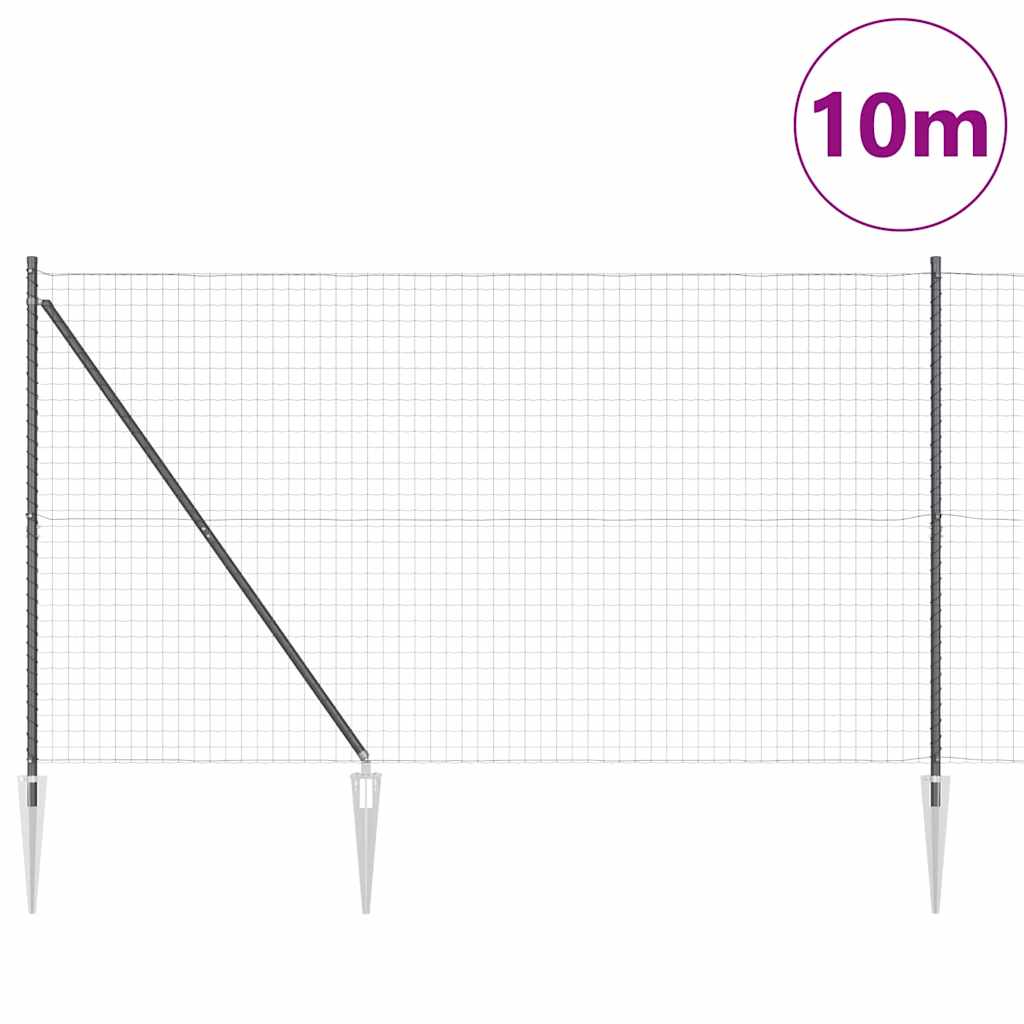 Fence with Posts Grey 1.5 x 10 m Steel