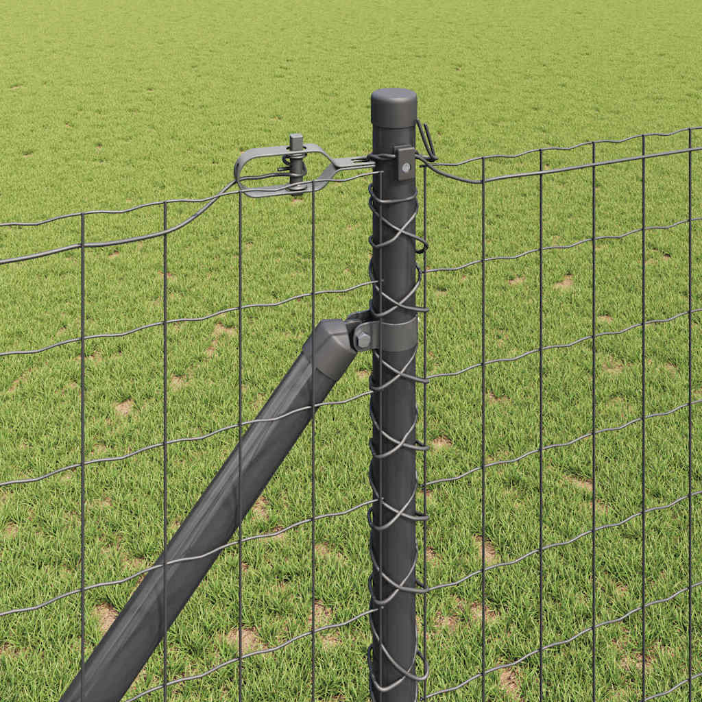 Fence with Posts Grey 1.4 x 10 m Steel