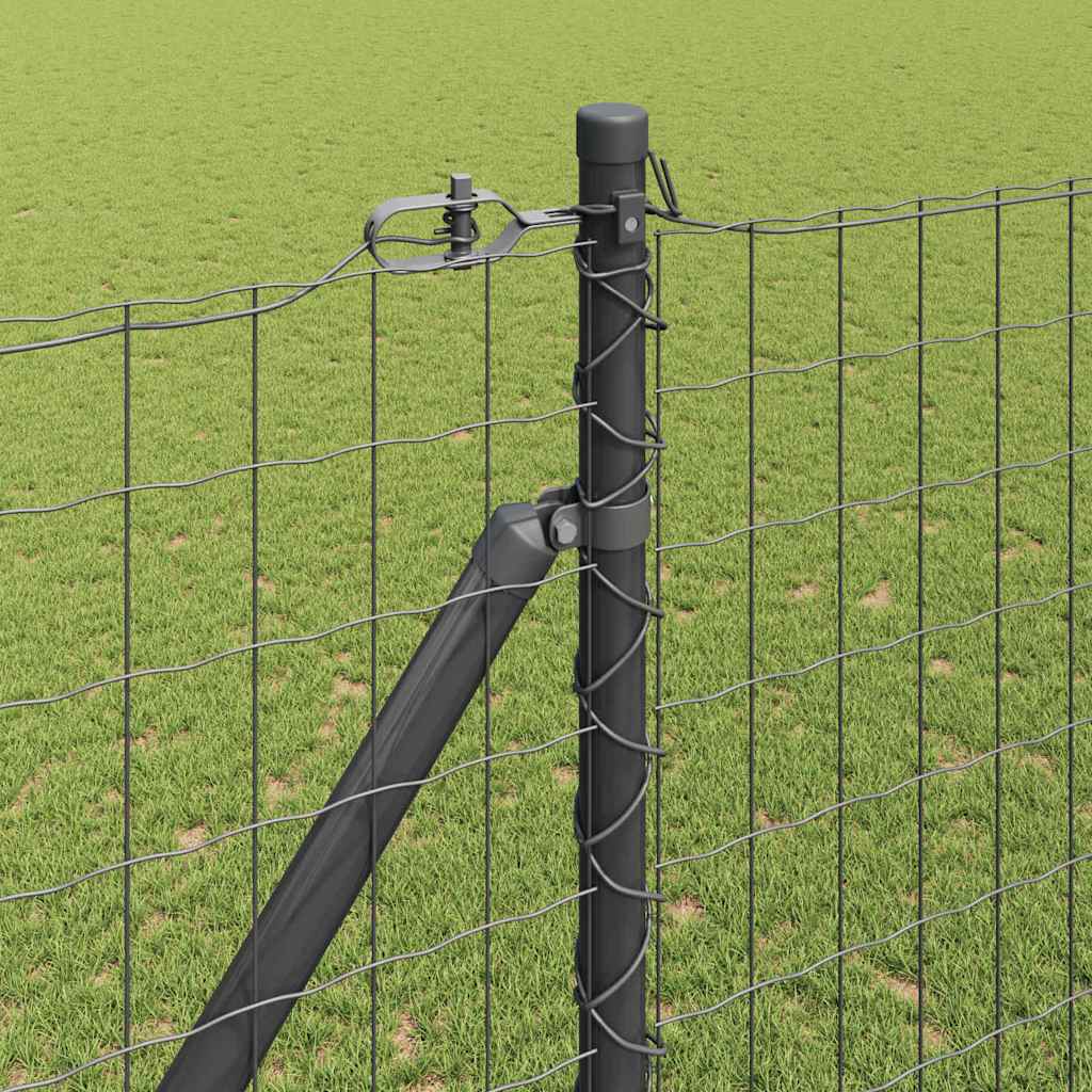 Fence with Posts Grey 1.6 x 10 m Steel