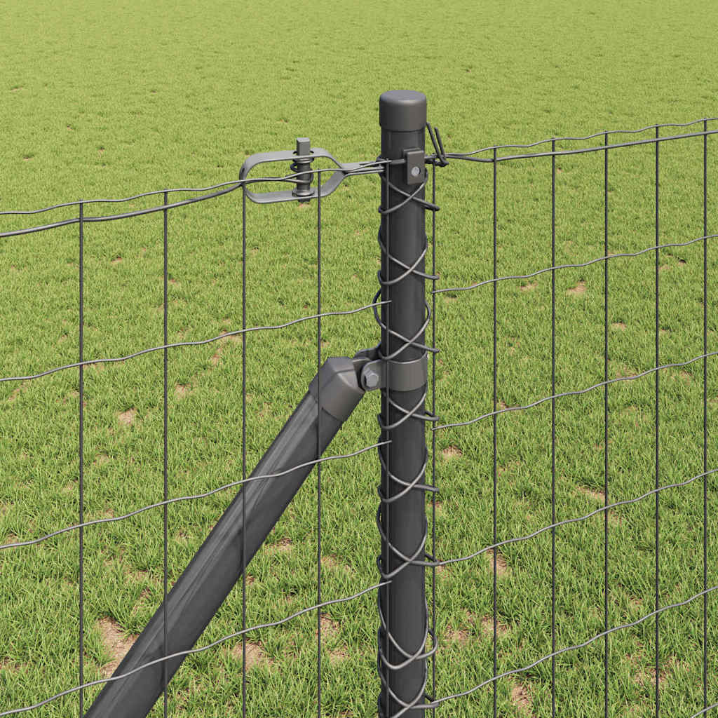 Fence with Posts Grey 1.2 x 10 m Steel