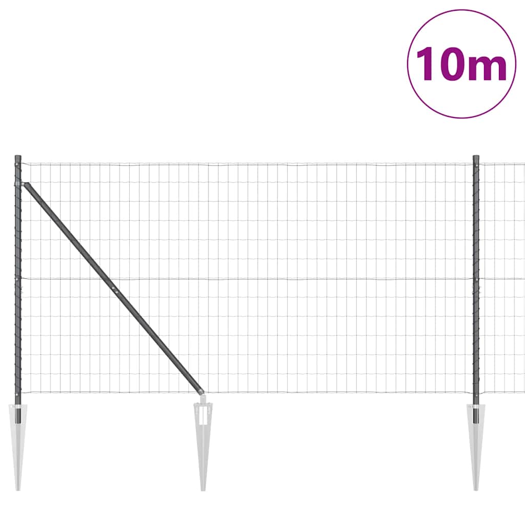 Fence with Posts Grey 1.2 x 10 m Steel