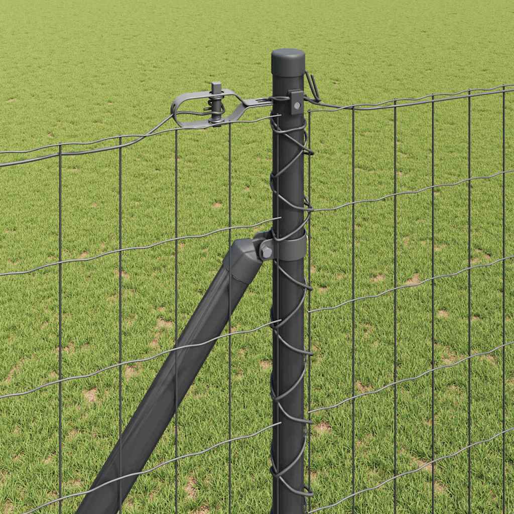 Fence with Posts Grey 1.6 x 10 m Steel
