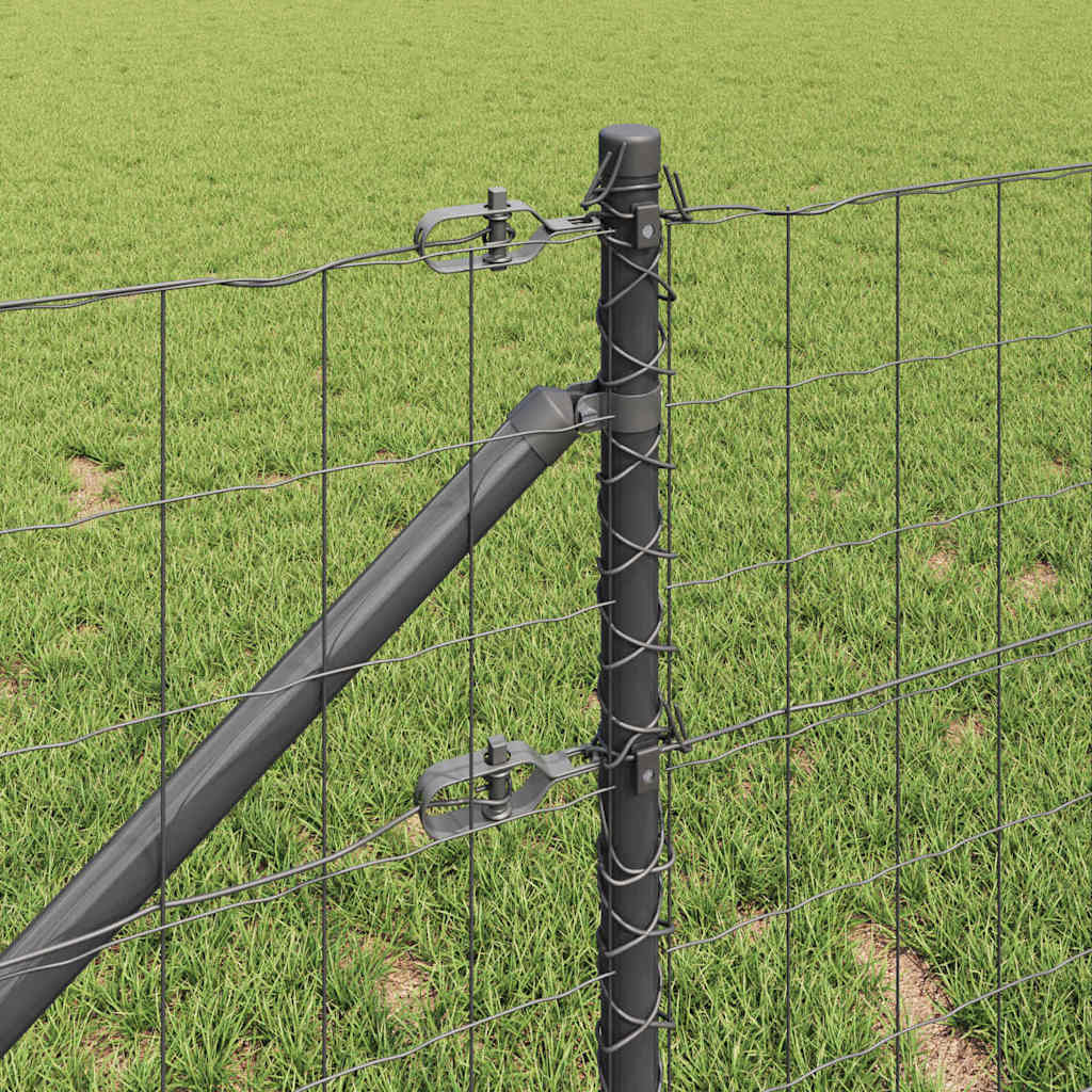 Fence with Posts Grey 0.6 x 10 m Steel