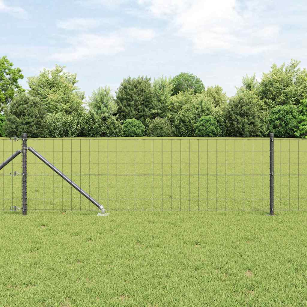 Fence with Posts Grey 0.6 x 10 m Steel