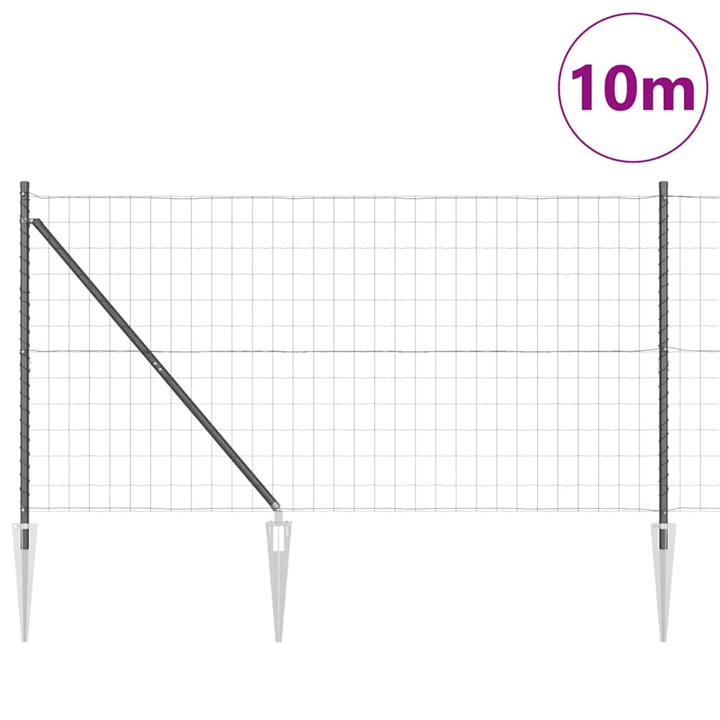 Fence with Posts Grey 1.2 x 10 m Steel