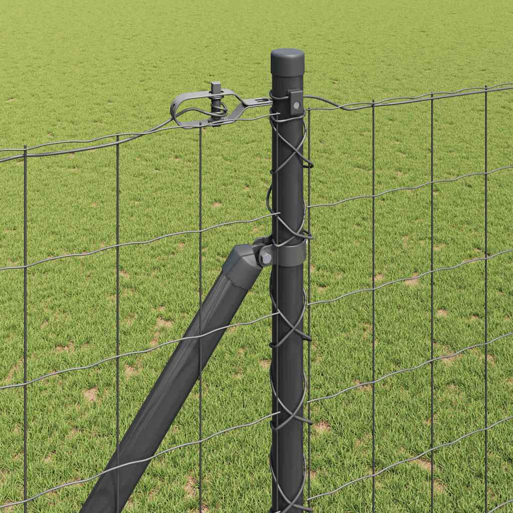 Fence with Posts Grey 1.6 x 10 m Steel