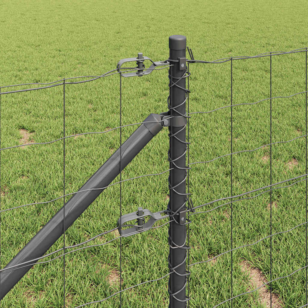 Fence with Posts Grey 1 x 10 m Steel