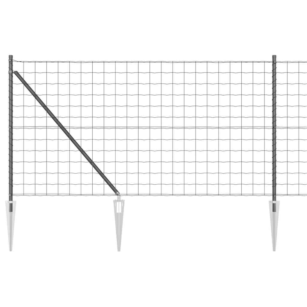 Fence with Posts Grey 1 x 10 m Steel