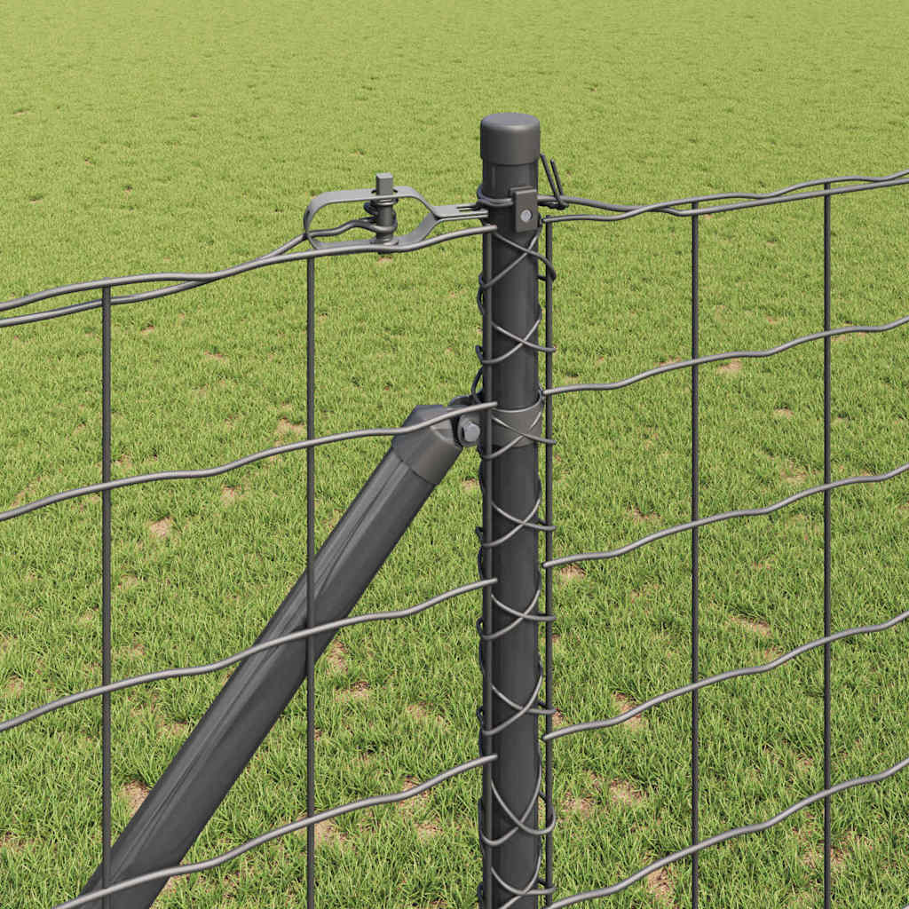 Fence with Posts Grey 1.2 x 10 m Steel