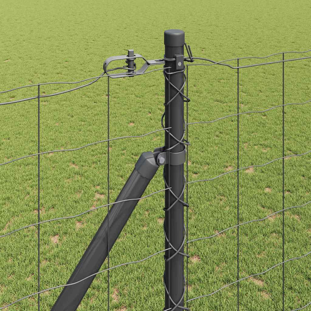 Fence with Posts Grey 1.5 x 10 m Steel
