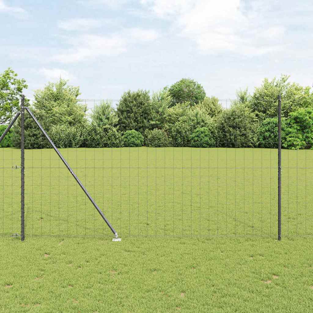 Fence with Posts Grey 1.5 x 10 m Steel