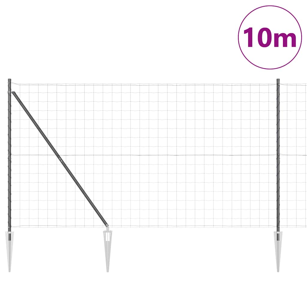 Fence with Posts Grey 1.5 x 10 m Steel