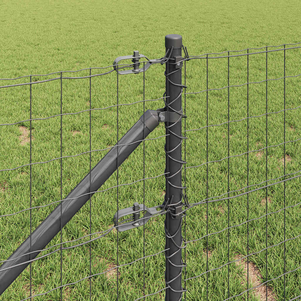 Fence with Posts Grey 0.4 x 25 m Steel