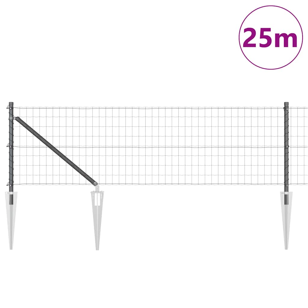 Fence with Posts Grey 0.4 x 25 m Steel