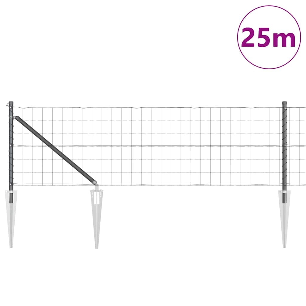 Fence with Posts Grey 0.4 x 25 m Steel