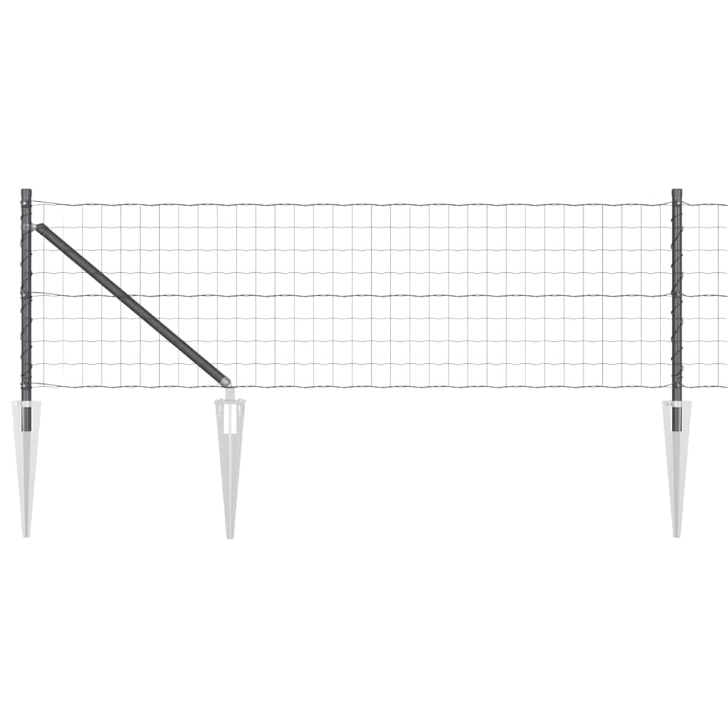 Fence with Posts Grey 0.6 x 10 m Steel
