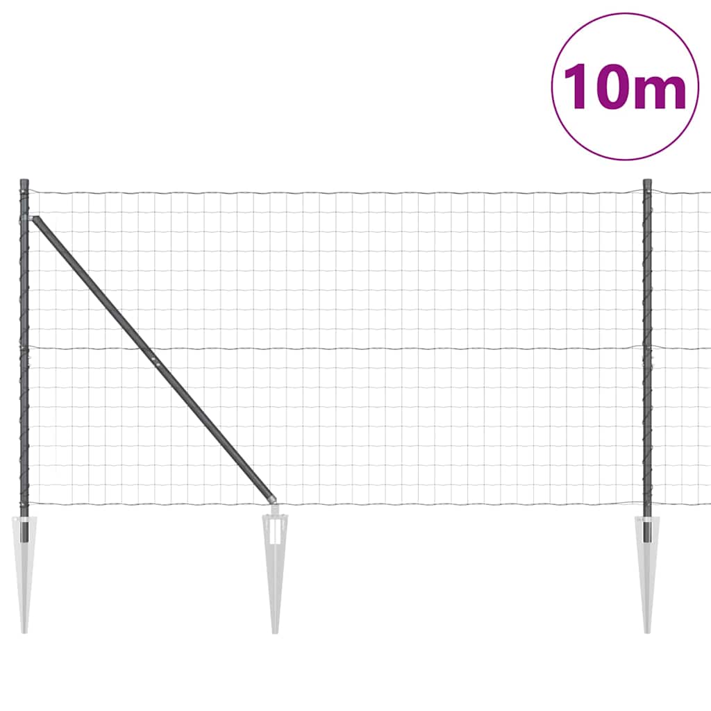 Fence with Posts Grey 1.2 x 10 m Steel