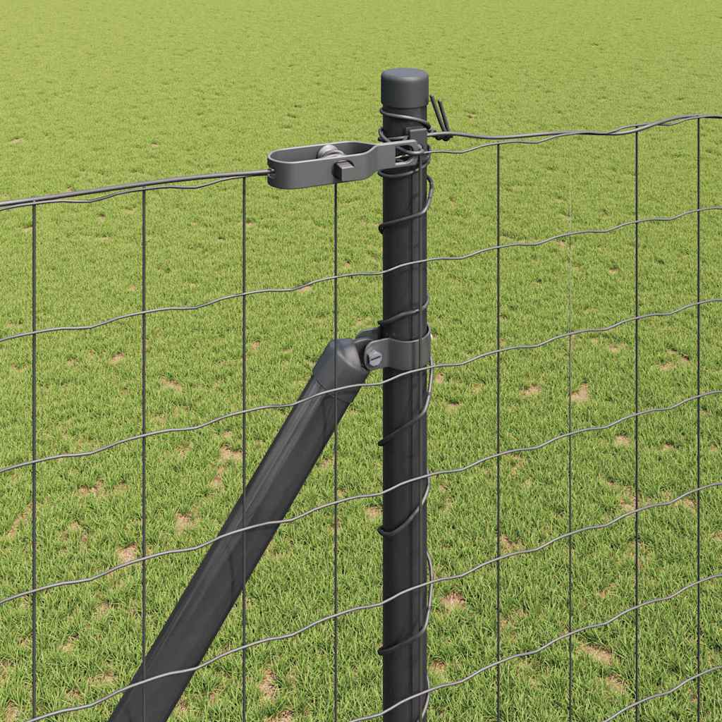 Fence with Posts Grey 1.5 x 10 m Steel