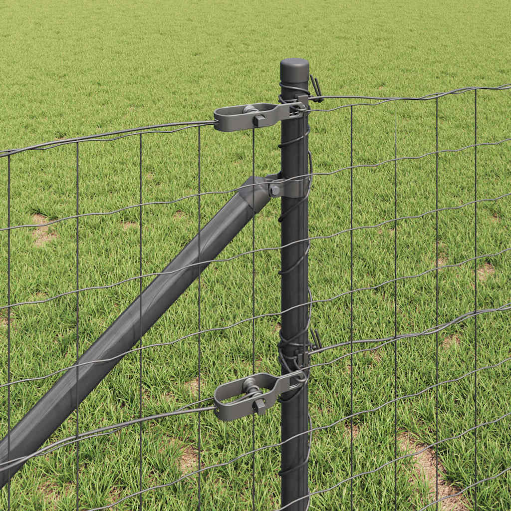 Fence with Posts Grey 1 x 25 m Steel