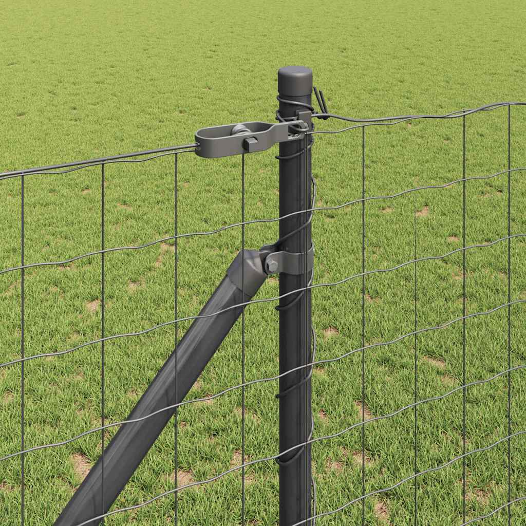 Fence with Posts Grey 1.2 x 25 m Steel