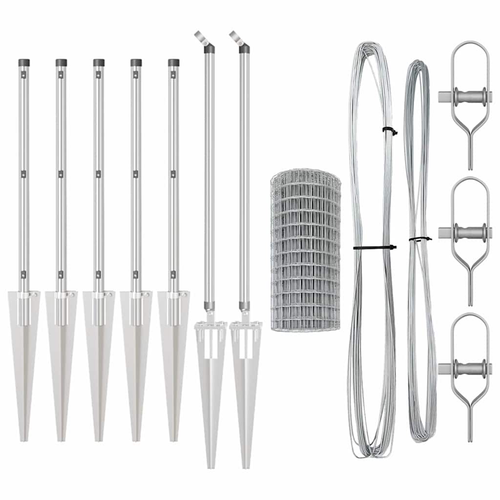 Fence with Posts Silver 0.6 x 10 m Steel