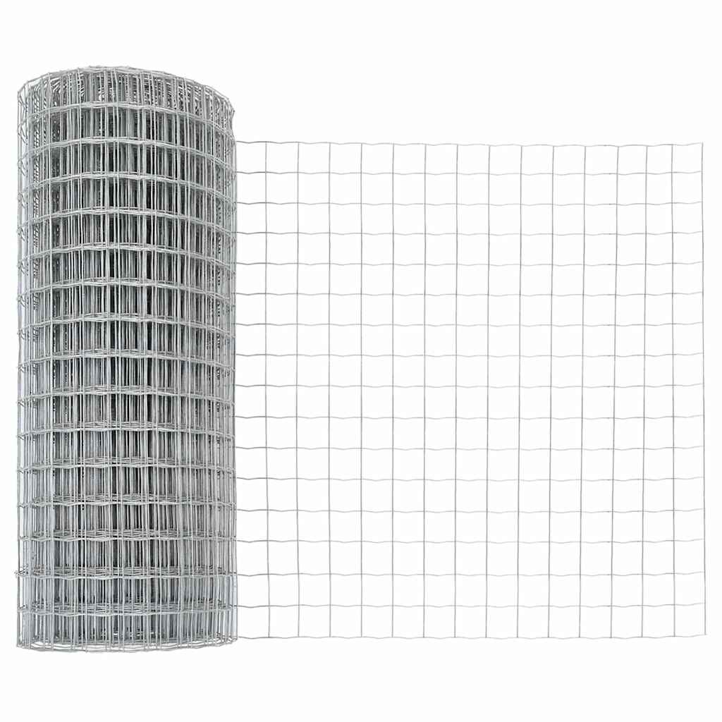 Fence with Posts Silver 0.6 x 10 m Steel