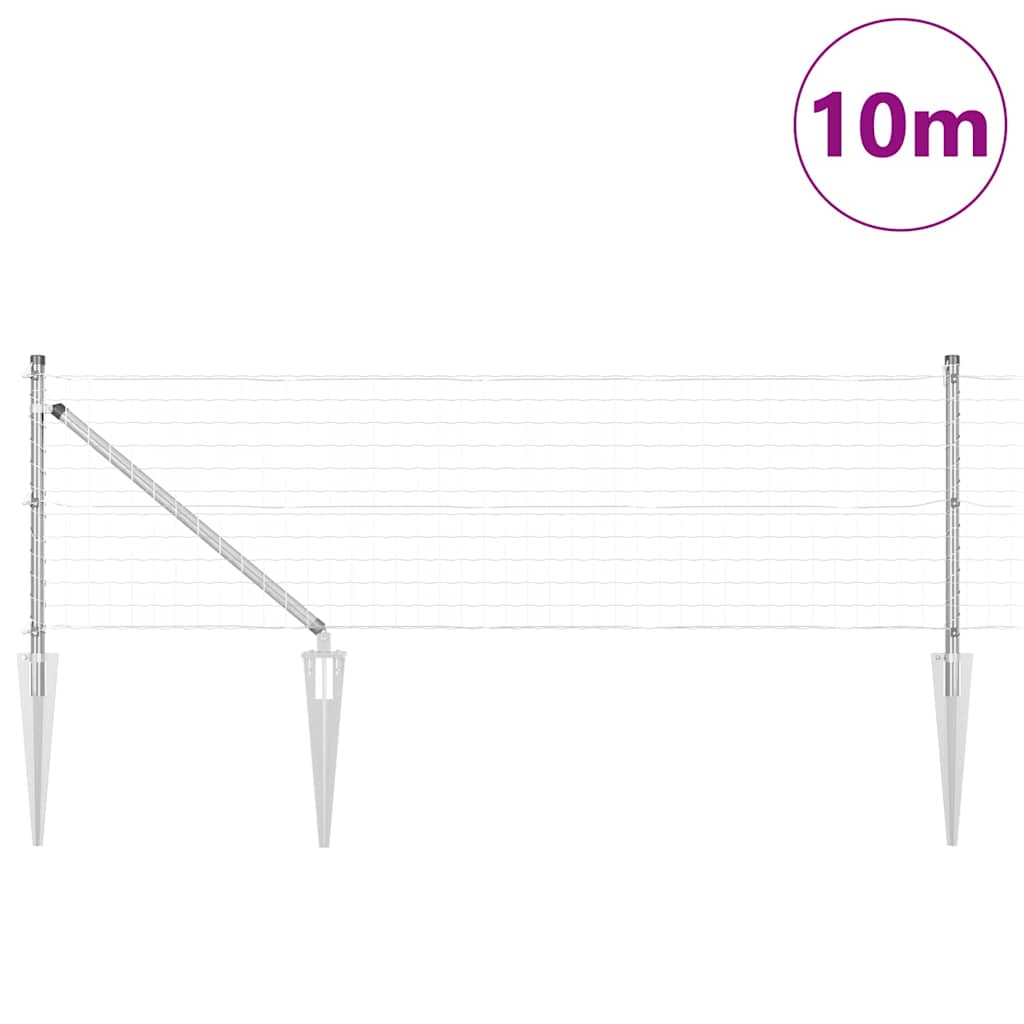 Fence with Posts Silver 0.6 x 10 m Steel
