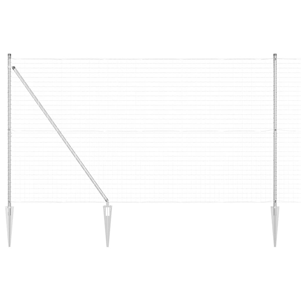 Fence with Posts Silver 1.5 x 10 m Steel