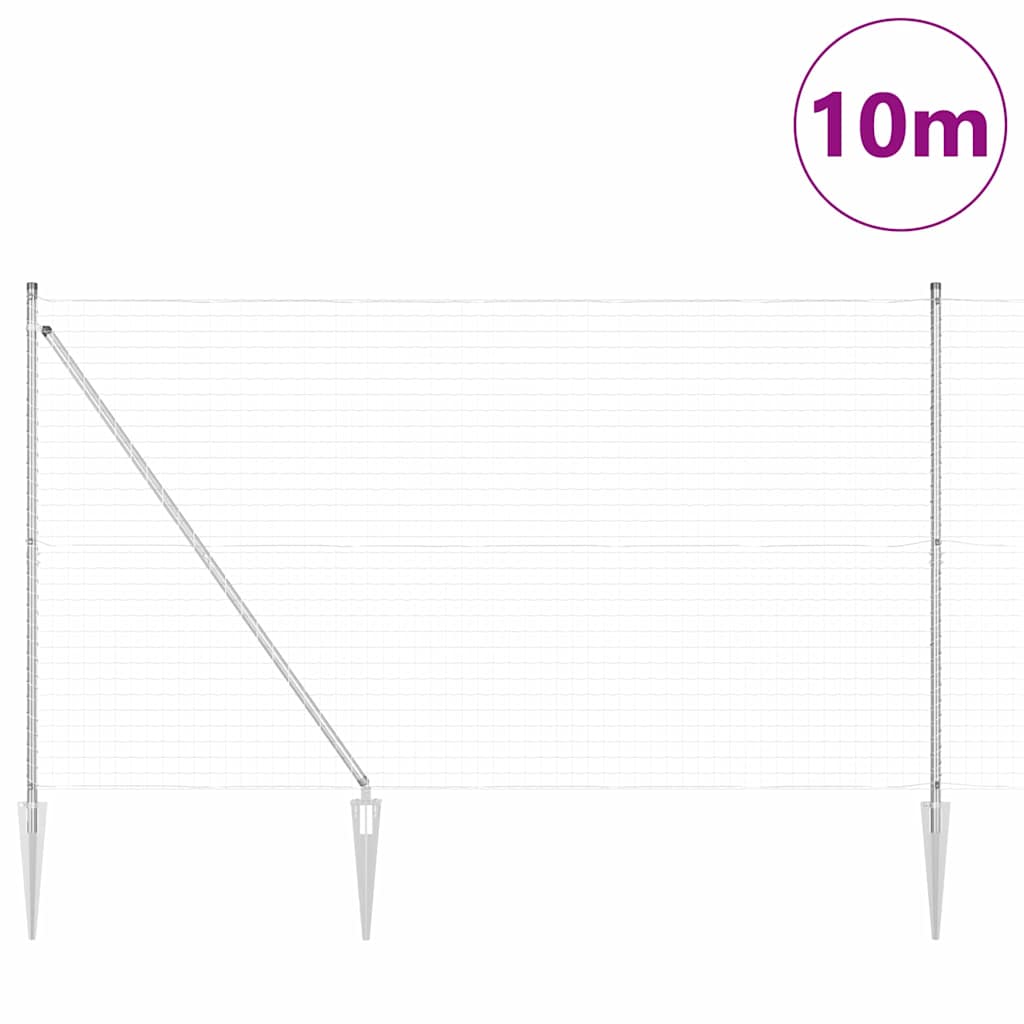 Fence with Posts Silver 1.5 x 10 m Steel