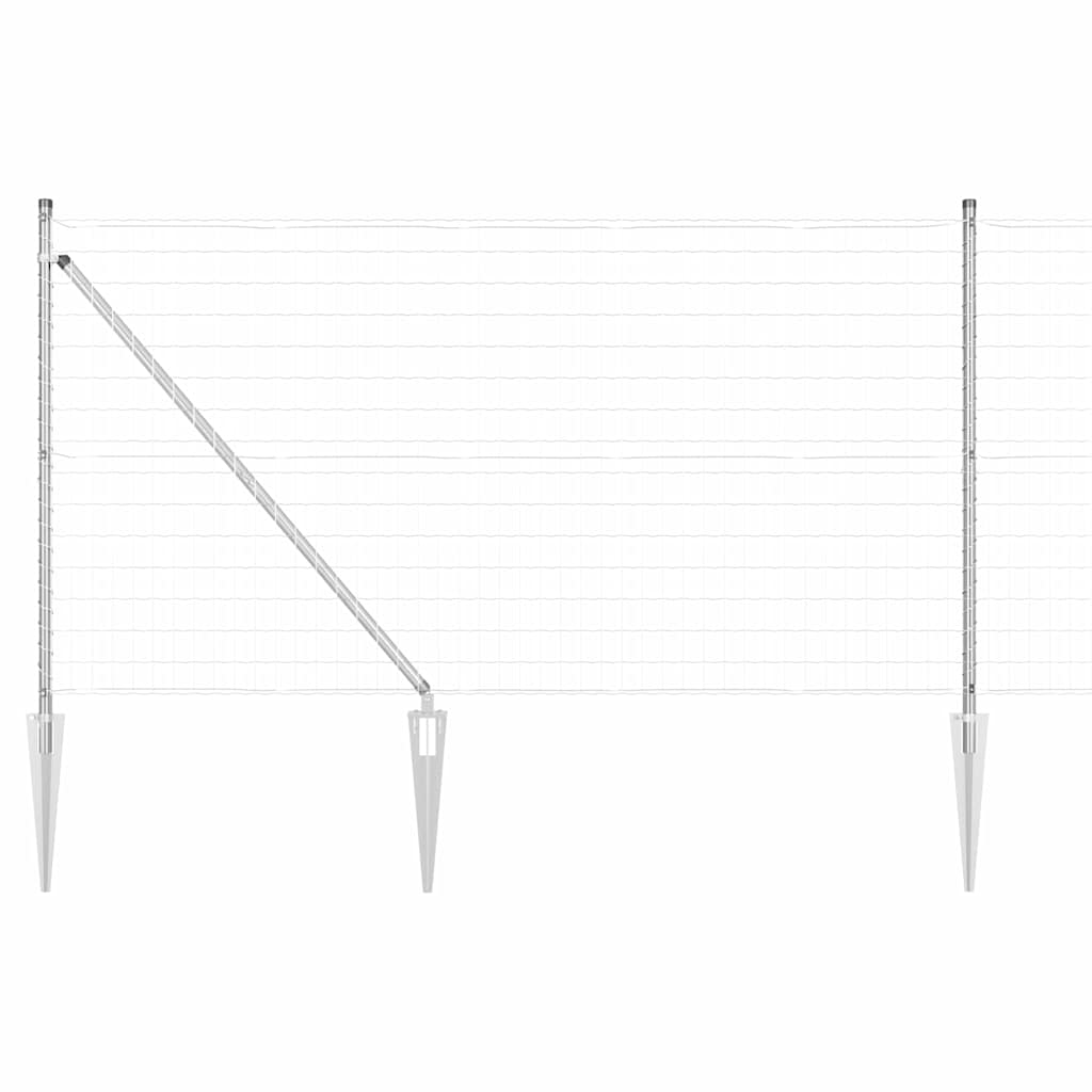 Fence with Posts Silver 1 x 10 m Steel